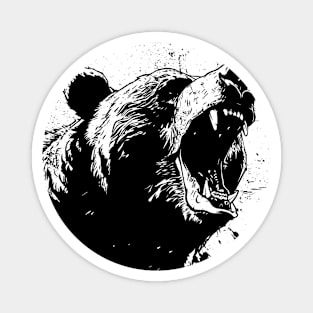 Roaring Grizzly Illustration - Grizzly Bear Magnet